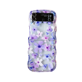 Для Samsung Galaxy Z Флип 5 4 3 Чехлы Для телефонов Cute Cartoon Flowers Wave Tpu Мягкая Задняя Крышка Для Samsung Galaxy Z Flip5 Flip4