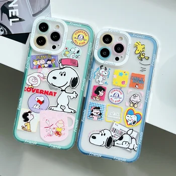 Мультяшный Чехол для Защиты объектива Snoopy friends Для iPhone 15 14 13 12 11 Pro Max Xr Xs 14 Plus 7 8 Plus case Милый Чехол Для Телефона