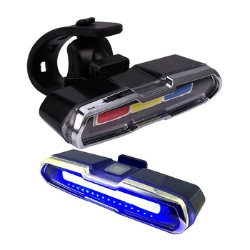 Перезаряжаемый USB Передний задний фонарь для велосипеда Красно-бело-синего цвета и светодиодный задний фонарь для велосипеда красного и синего цветов