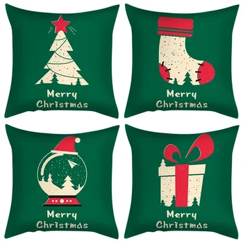 Рождественская зеленая наволочка для дивана, гостиной, спальни, Подушка, Подушечка, Домашняя жизнь