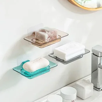 Двухслойная прозрачная коробка для мыла из вискозы, без перфорации, пластиковая подставка для туалетного мыла, подвесное устройство для хранения на стене