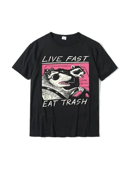 Живите быстро! Ешьте мусор! Мужская Хлопчатобумажная футболка Harajuku, Модная Универсальная футболка в Уличном стиле, Повседневная футболка размера Плюс