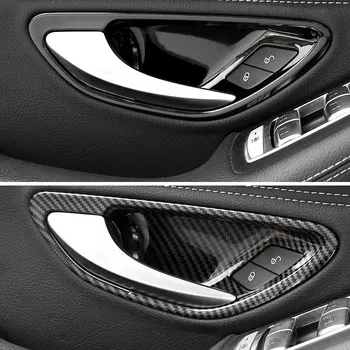 Наклейки на внутреннюю дверь Автомобиля из углеродного волокна, Подлокотник, Ручка, Накладка, Дверная чаша, Рамка для Mercedes Benz C E Class W205 W213 GLC X253