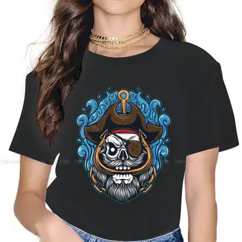 Пиратские футболки 5XL с черепом для подводного плавания, Женская Уличная одежда из чистого хлопка Harajuku, Футболка с круглым вырезом
