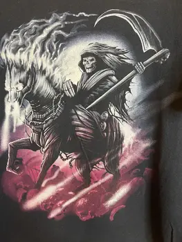 Футболка Grim Reaper Horseman of Death с коротким рукавом L Футболка с графическим рисунком на тему ужасов с длинными рукавами