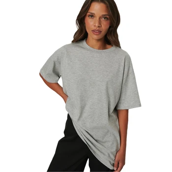 Женская серая хлопковая рубашка с круглым вырезом, футболка унисекс