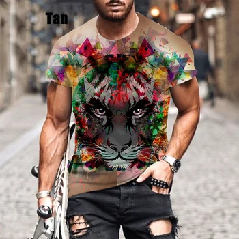 Новая модная летняя горячая распродажа, мужская/женская футболка с 3D-принтом Tiger с короткими рукавами
