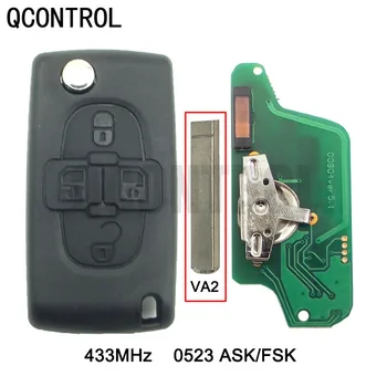 QCONTROL 433 МГц Автомобильный Дистанционный Ключ Подходит для Peugeot 207 307 308 407 807 Expert Partner CC SW (CE0523 ASK/FSK) 4 Кнопки VA2 Blade