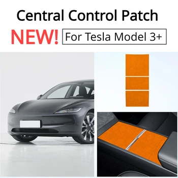 Для Tesla Model 3 + Ультратонкая Наклейка С Центральным Управлением Из Алькантары, Замшевая Нашивка С Центральным Управлением, Новая Модель 3 Highland 2024, Аксессуары