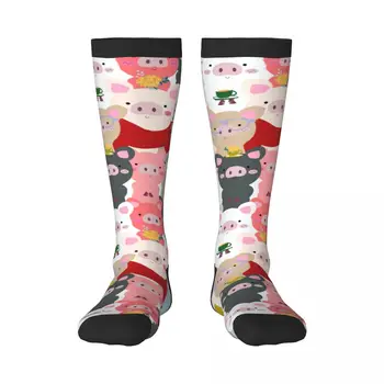 Носки унисекс Дышащие Длинные Деловые носки Harajuku Винтажные милые поросята пастельного мультяшного комикса Sox Sokken для занятий спортом на открытом воздухе