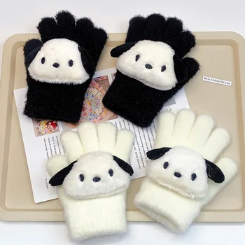 Sanrio Kawaii Аниме Pochacco, Осенне-зимние толстые Теплые плюшевые перчатки, милая мультяшная фигурка, варежки, подарки для девочек