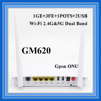 Подержанный GM620 Gpon ONU 1GE + 3FE + 1POTS + 2USB + Wi-Fi 2,4 G и 5G Двухдиапазонный FTTH Подержанный Оптоволоконный Модем Терминальный Маршрутизатор ONT Оптом