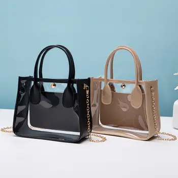 Прозрачная желейная сумочка из ПВХ, Новая популярная Универсальная сумка-мессенджер, женская сумка, модная сумка через плечо на цепочке