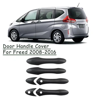 Для Honda Freed 2008-2016 ABS Защитная накладка из углеродного волокна для наружной дверной ручки (3 отверстия)