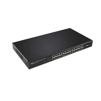 24-портовый Управляемый POE-коммутатор с 2 Гигабитными восходящими линиями связи, 2 SFP-портами Сетевого коммутатора ethernet для IP-камеры, Полнодуплексной и полудуплексной