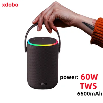 XDOBO BMTL Портативный Открытый Водонепроницаемый IPX7 60 Вт Высокомощный Bluetooth-Динамик RGB Беспроводной Сабвуфер TWS Bucket Speaker Type-C