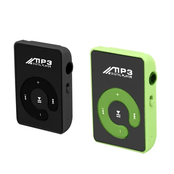 2 предмета, мини-зеркальный зажим, USB-цифровой Mp3-плеер, поддержка 8 ГБ SD TF-карты, черный и зеленый