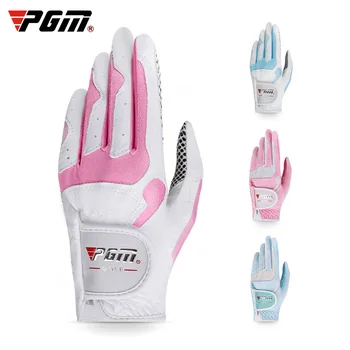 Женские перчатки для гольфа PGM, мягкая ткань из микрофибры, Противоскользящие бусины, Дышащие перчатки, Заводские защитные перчатки для спорта на открытом воздухе ST018