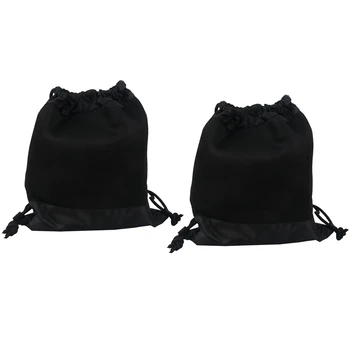2X Открытый Женский Мужской нейлоновый черный сверхлегкий рюкзак, Футбольная баскетбольная сумка, Спортивные сумки на шнурке (большие)