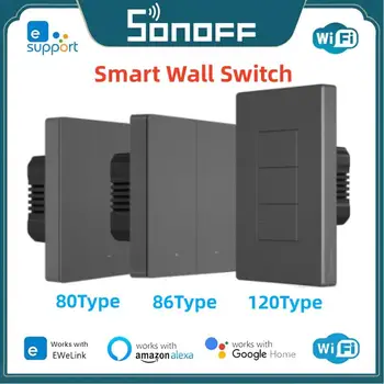 SONOFF Новый настенный выключатель M5 SwitchMan 80/86/120 Типа Настенный Кнопочный Выключатель eWeLink App Control Через Alexa Google Home Alice Siri