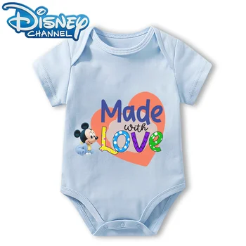 Детская одежда, боди для новорожденных, комбинезон для мальчиков и девочек, Ползунки с короткими рукавами с Микки Маусом Disney, комбинезоны от 0 до 12 месяцев