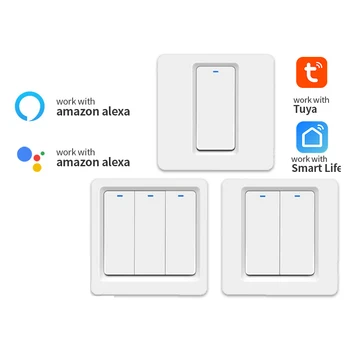 1/2/3 gang EU Tuya Smart WiFi Switch Panel Умный дом Google Alexa Голосовой телефон Кнопка дистанционного беспроводного управления Настенный выключатель света