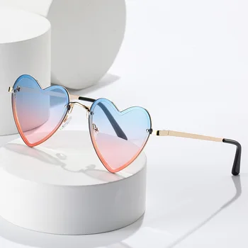 Декоративные солнцезащитные очки YOOSKE в форме сердца Женские Новые металлические модные солнцезащитные очки Women Fashion Love Солнцезащитные очки UV400 оттенков