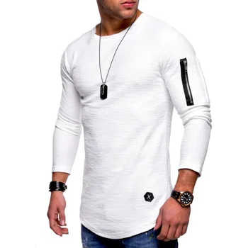 B1784 новая футболка мужская весенне-летняя футболка мужская хлопковая футболка с длинными рукавами для бодибилдинга в складном виде