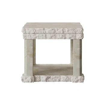 Диван из натурального пещерного камня, Приставной столик, Двойной квадратный балкон для гостиной, Небольшой журнальный столик
