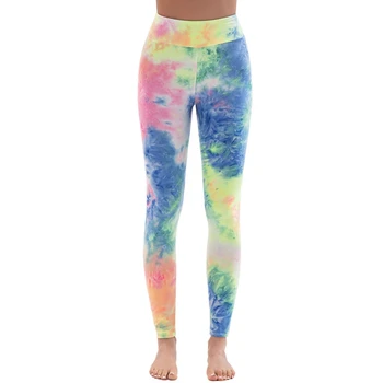 Женские леггинсы для спортзала с принтом Tie Dye с высокой талией, эластичные штаны для йоги, фитнес-брюки для тренировок, бега, бодибилдинга.