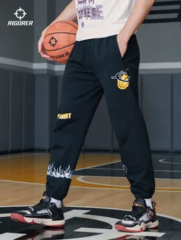 Мужские баскетбольные брюки RIGORER's с персонализированной печатью для активного отдыха, удобные дышащие трикотажные брюки на эластичной завязке.