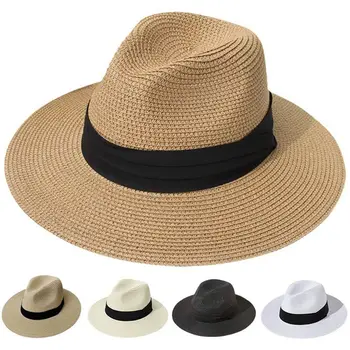 Модная пляжная Мужская Женская солнцезащитная шляпа с широкими полями, Джазовая шляпа, Ковбойская Фетровая шляпа, Соломенная Панама