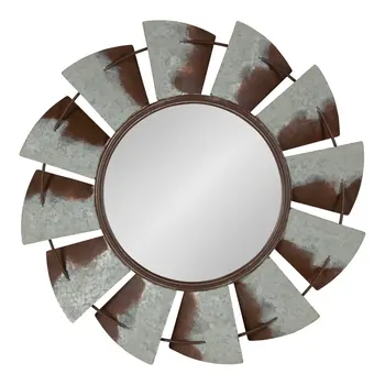 Ветряная мельница в деревенском доме, потертое металлическое настенное зеркало, диаметр 32 мм