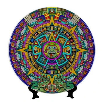 Керамические декоративные тарелки Maya Timeline Подвесная керамическая живопись Художественные поделки Вывеска Украшения Ретро Тотем Лоток для масок для лица