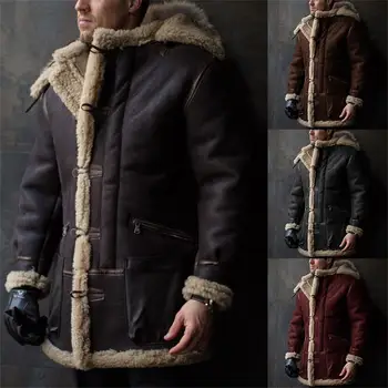 Осенне-зимняя новинка Мужское пальто с капюшоном из европейского и американского меха с интегрированным капюшоном Пальто из искусственного меха Куртка европейской версии