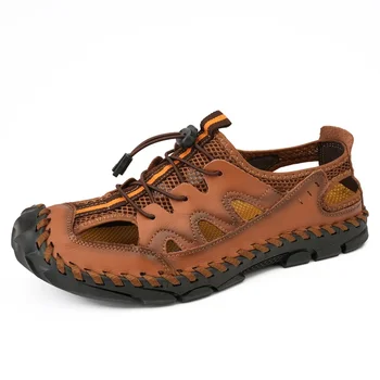 Новые мужские летние сандалии, уличные прогулочные сандалии, повседневная обувь в римском стиле, брендовые мужские сандалии большого размера, летние легкие кроссовки.