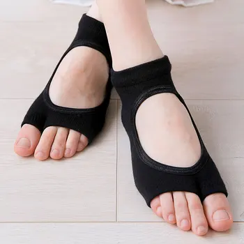 Новые женские противоскользящие носки для йоги с двумя носками, спортивные хлопковые носки для пилатеса, вентиляция, быстросохнущие тапочки для занятий балетом, танцевальные носки для танцев