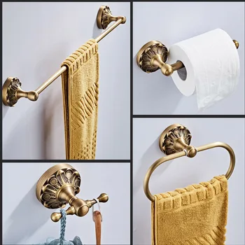 Латунный Бронзовый набор хозяйственных принадлежностей из четырех частей Держатель для туалетной бумаги Кольцо для полотенец Турник 60 см Крючок для одежды Ванная комната