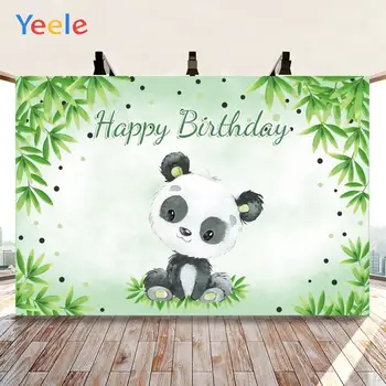 Yeele Backgrounds Happy Birthday Панда Бамбуковое Световое пятно Фото Фон Фотозона Фотосъемка для студийных съемок Декор по индивидуальному заказу