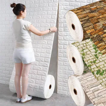 70 см * 1 м Настенные панели с 3D кирпичным рисунком, обои DIY, водонепроницаемые для гостиной, спальни, кухни, фонового украшения стен 0