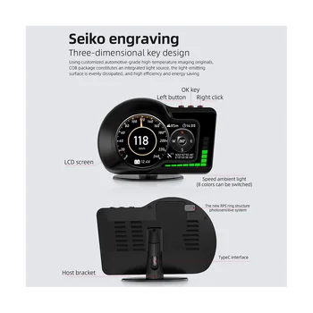OBD2 EOBD Многофункциональный ЖК-дисплей OBD + GPS HUD Автоматический компьютер Автомобильный Спидометр в реальном времени для всех автомобилей