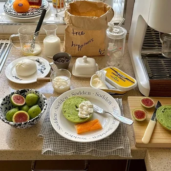 Элегантная винтажная обеденная тарелка, классическая фарфоровая тарелка в европейском стиле для изысканной кухни, керамическая тарелка с глубоким диском