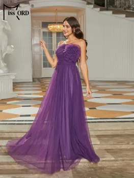 Missord/ Новые Элегантные вечерние платья без бретелек для женщин 2023, фиолетовое вечернее платье трапециевидной формы для выпускного вечера