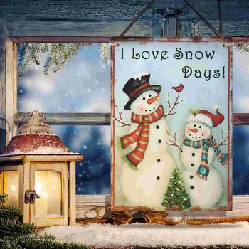 Рождественская деревянная вывеска со снеговиком, подвесная вывеска 