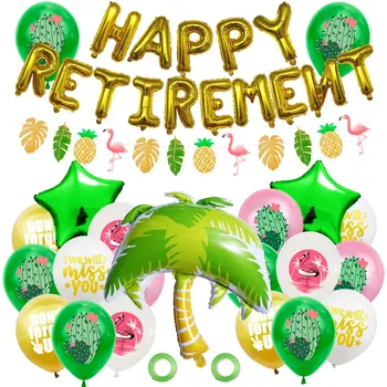 Воздушный шар С ВЫХОДОМ На ПЕНСИЮ, листья тропической черепахи, Кокосовая пальма, воздушный шар с фламинго, декор для вечеринки в честь Дня рождения, Летний Гавайский воздушный шар