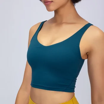 Женский спортивный костюм для йоги Lulu телесного цвета с матовой открытой спиной, женский бюстгальтер для йоги, приятный для кожи