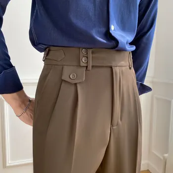 2023 Осень Британский стиль Неаполь Костюм Брюки Мужские деловые формальные повседневные брюки Модные приталенные прямые офисные социальные брюки