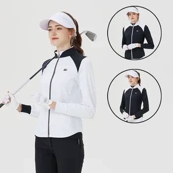Blktee, осенняя женская куртка для гольфа на молнии, зимняя женская теплая тонкая куртка для гольфа, повседневная ветрозащитная верхняя одежда для тренировок