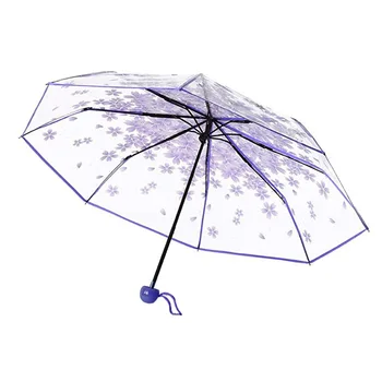 Чистый красный Новый прозрачный зонт Индивидуальность Студенческий зонт Искусство Складной зонт Женское искусство Молодежь