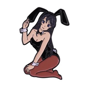 Девочка-кролик из аниме Сакурадзима Май, Эмалированная Металлическая Брошь, Значок-Булавка